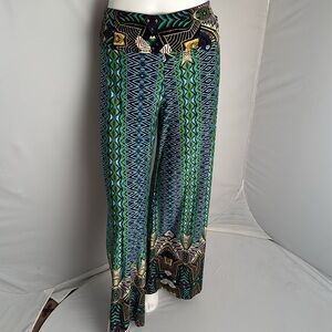 Decker multicolor fold over waist wide leg palazzo pants